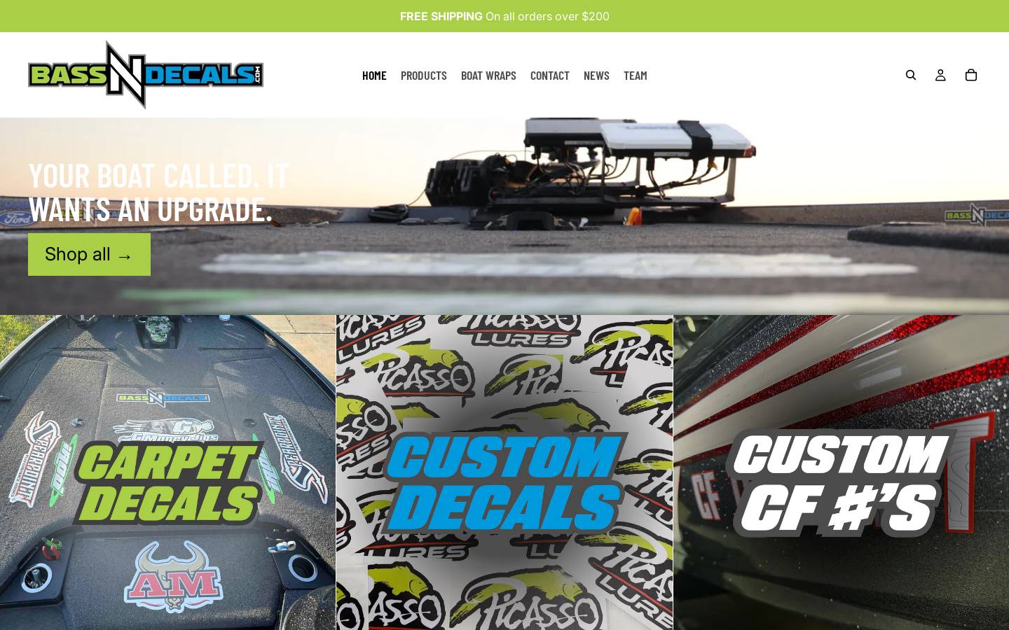 bassndecals.com homepage screenshot