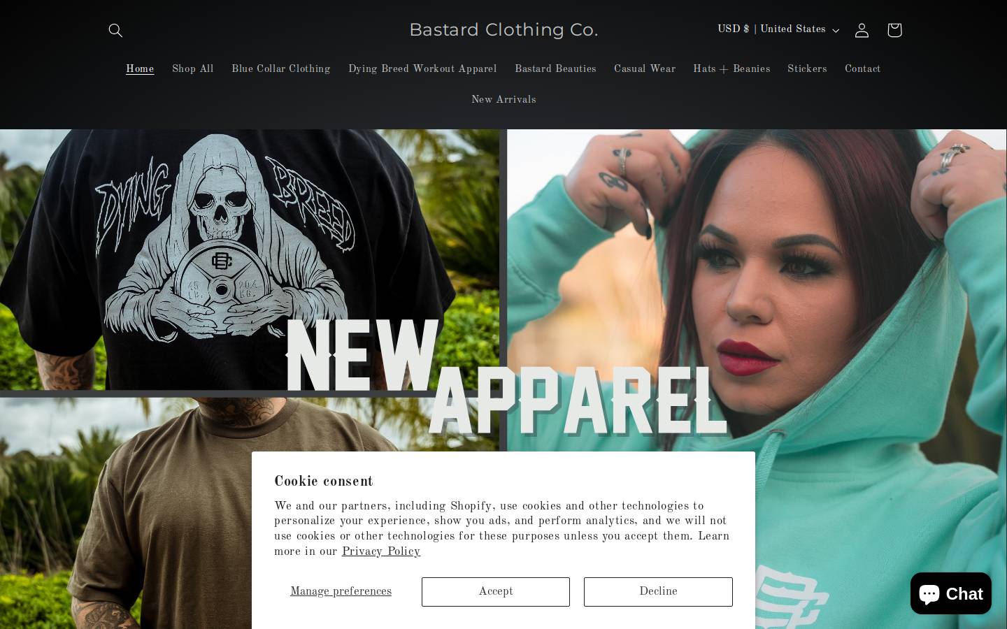 bastardclothingco.com homepage screenshot