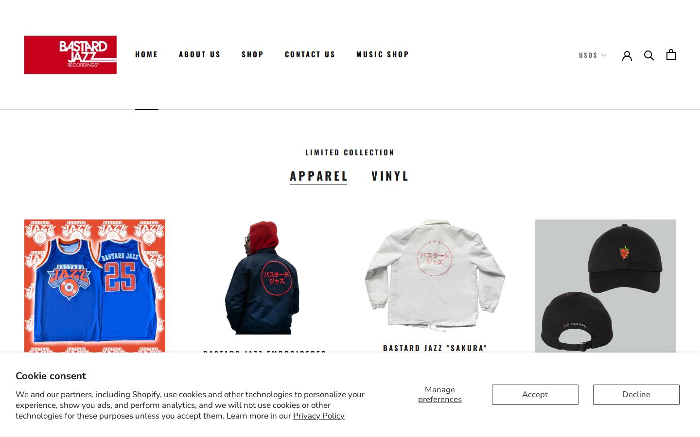 bastardjazzshop.com homepage screenshot