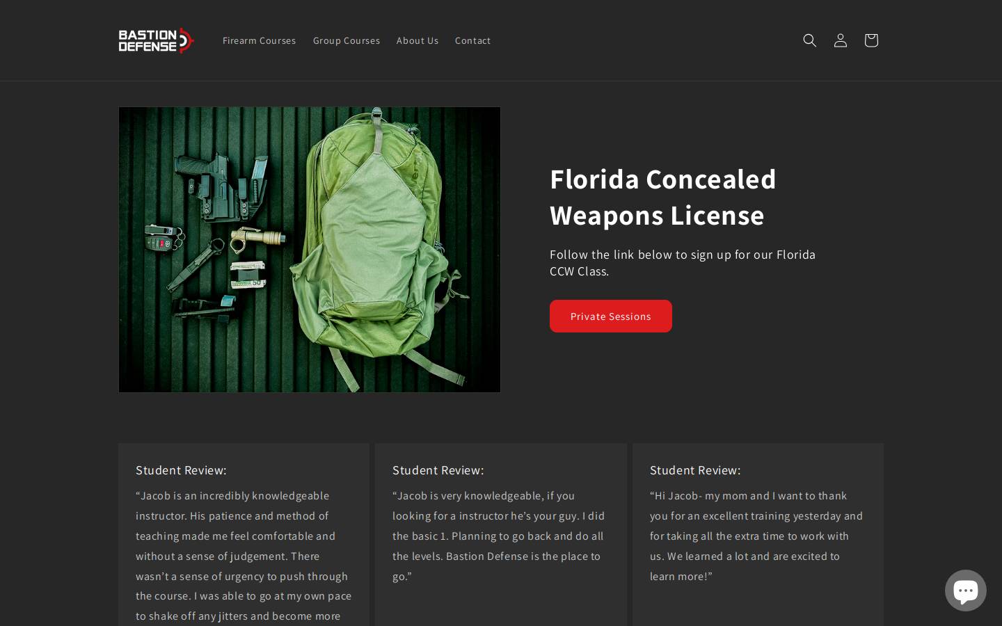 bastiondefense.com homepage screenshot