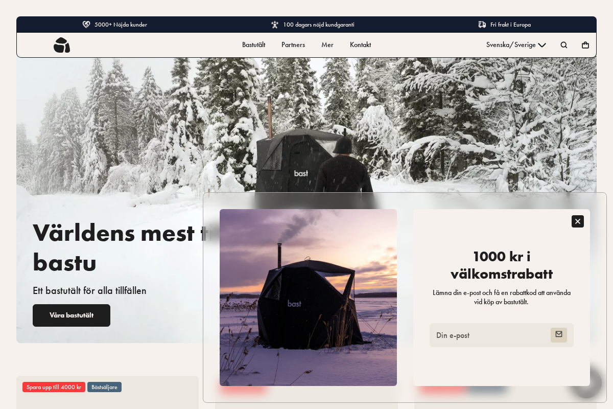 Bast sauna homepage screenshot