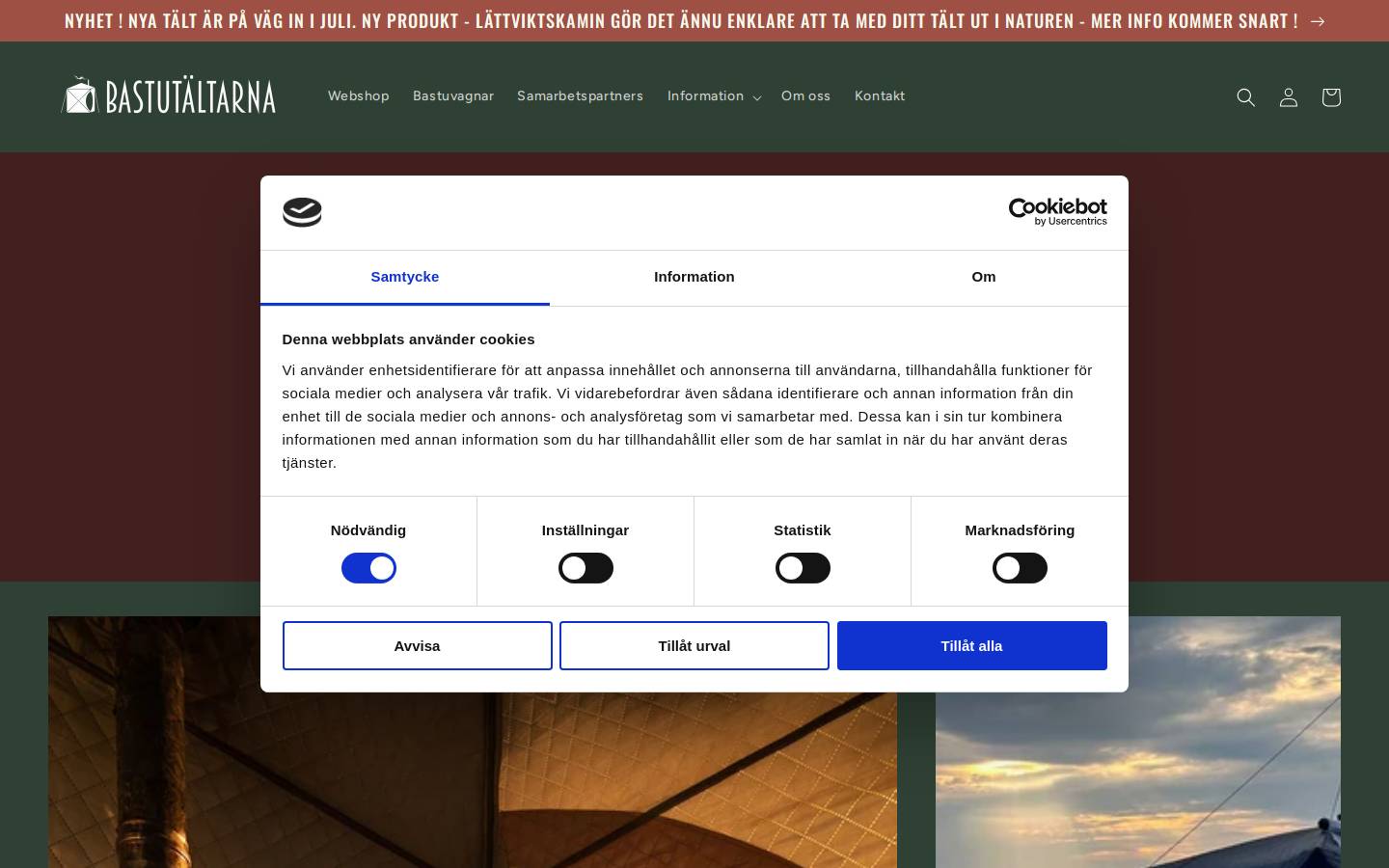 Bastutältarna homepage screenshot
