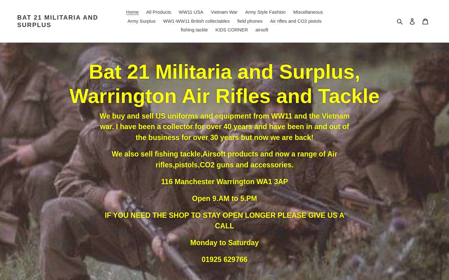 bat21militaria.com homepage screenshot
