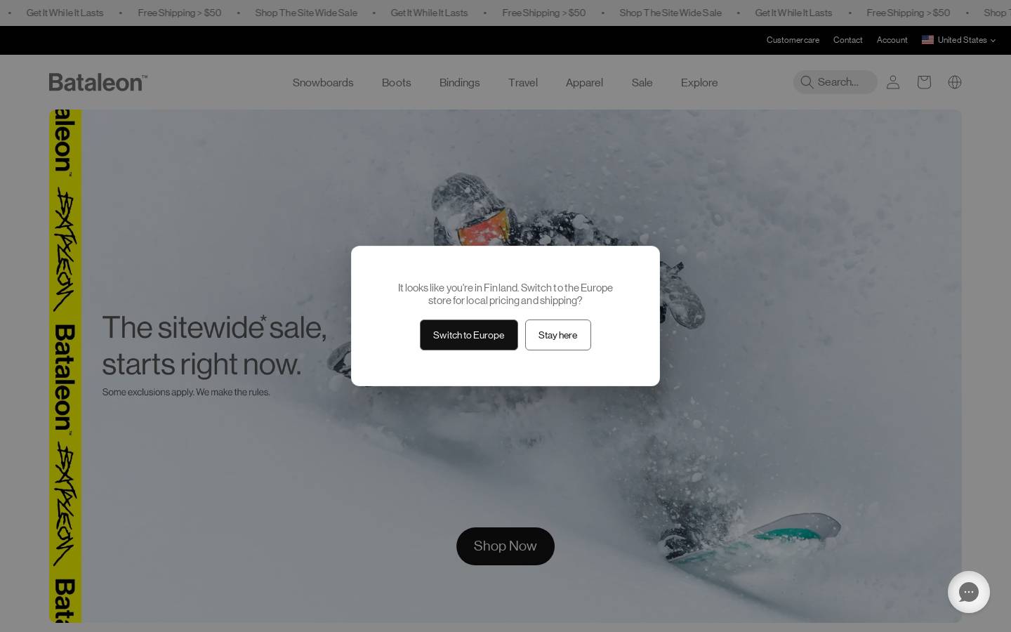 Bataleon Snowboards homepage screenshot