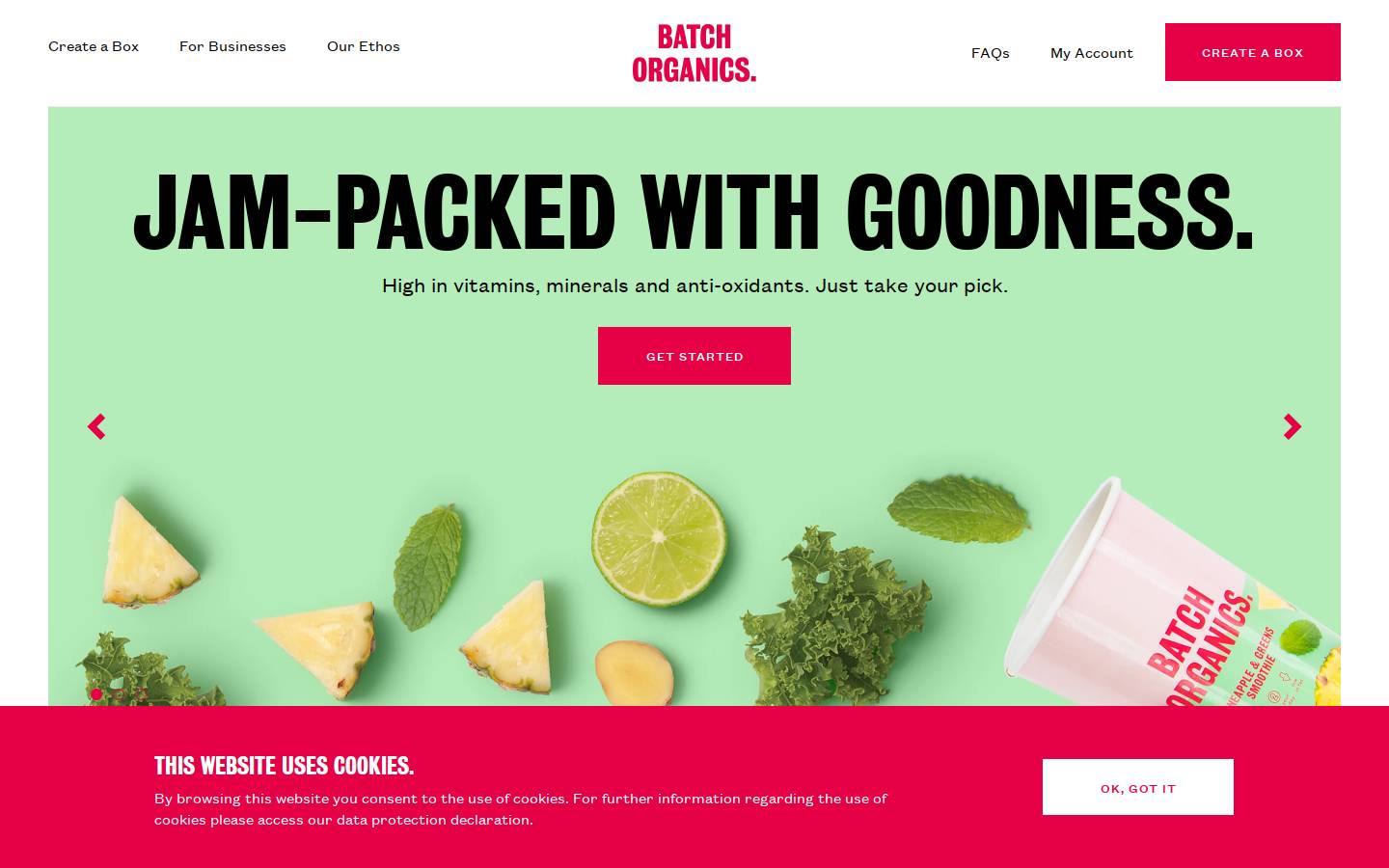 Batch Organics homepage screenshot