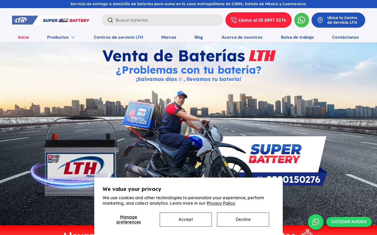 bateriaslthmexico.com.mx homepage screenshot