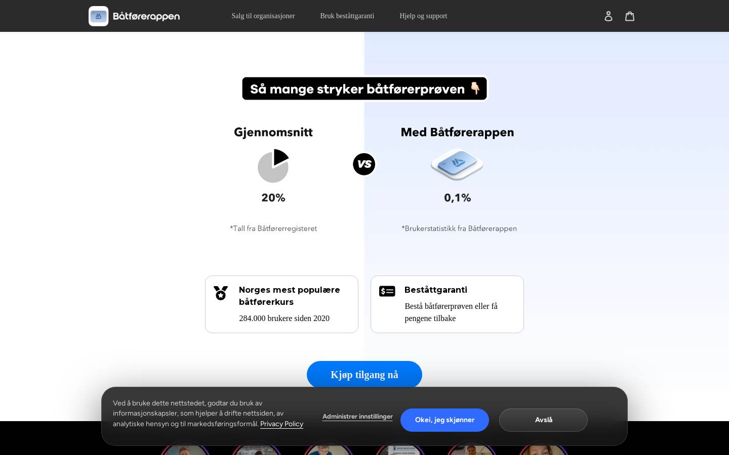 Båtførerappen homepage screenshot