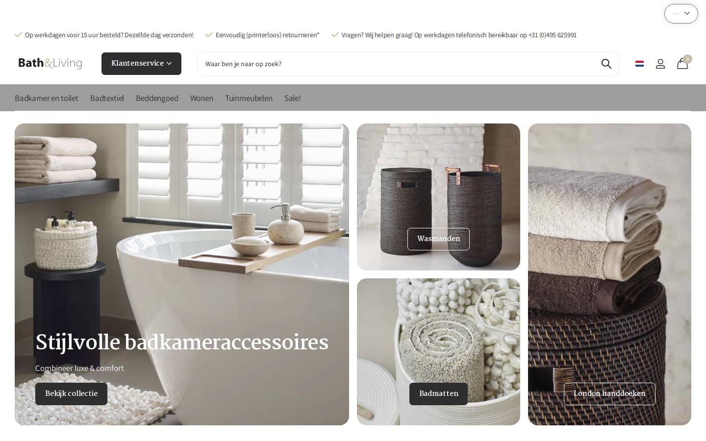 Bath & Living homepage screenshot