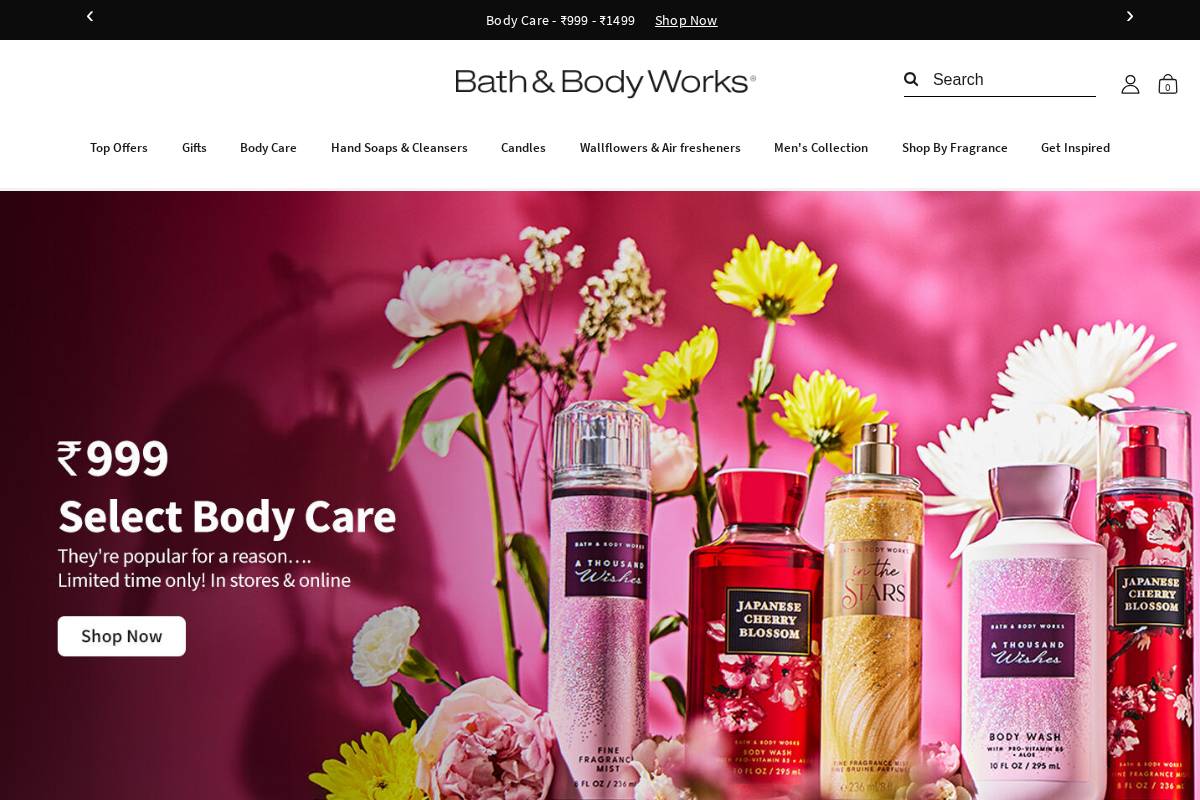 Bath & Body Works homepage screenshot