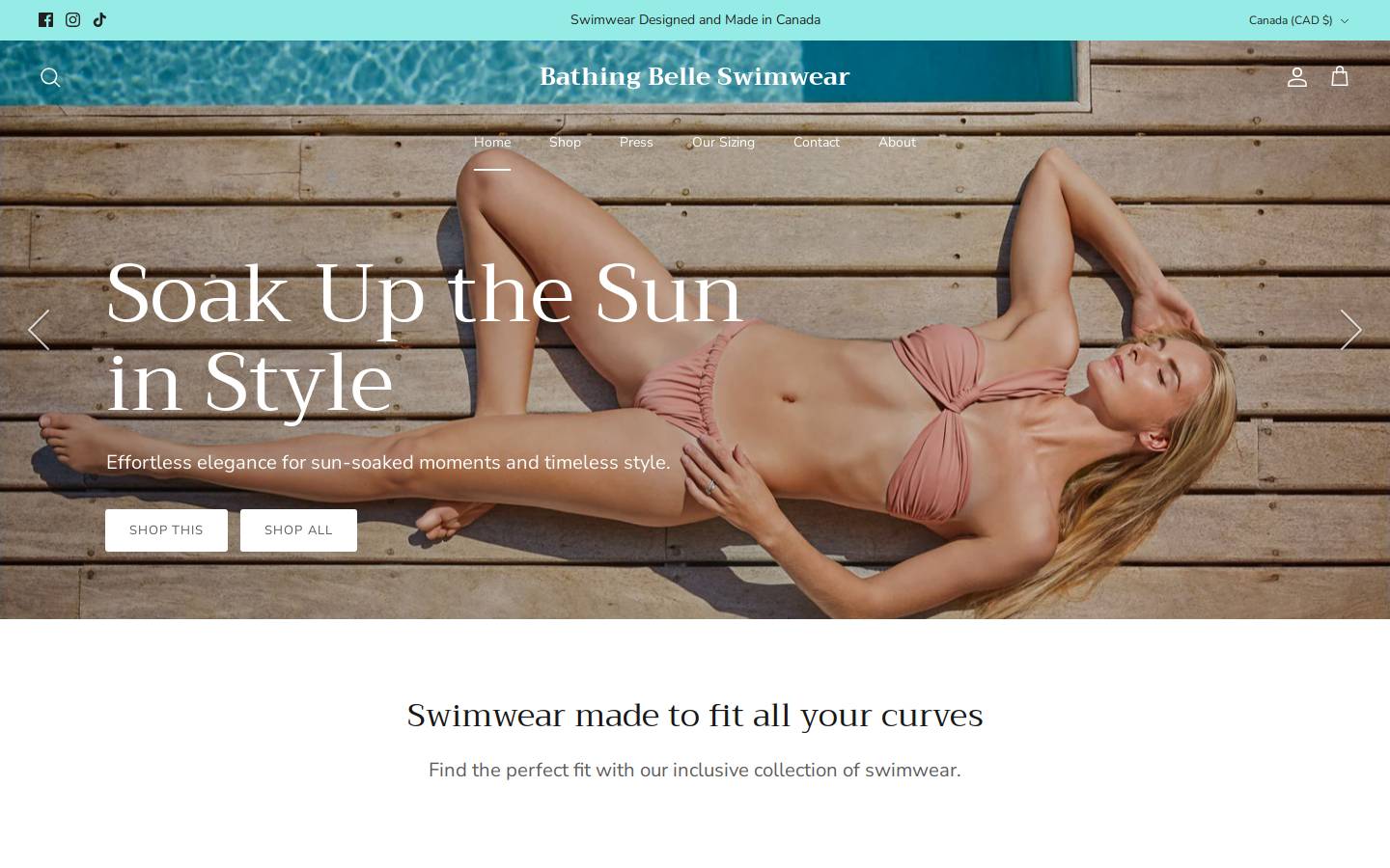 bathingbelle.com homepage screenshot
