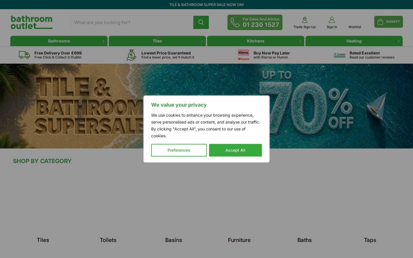 Bathroom Outlet homepage screenshot