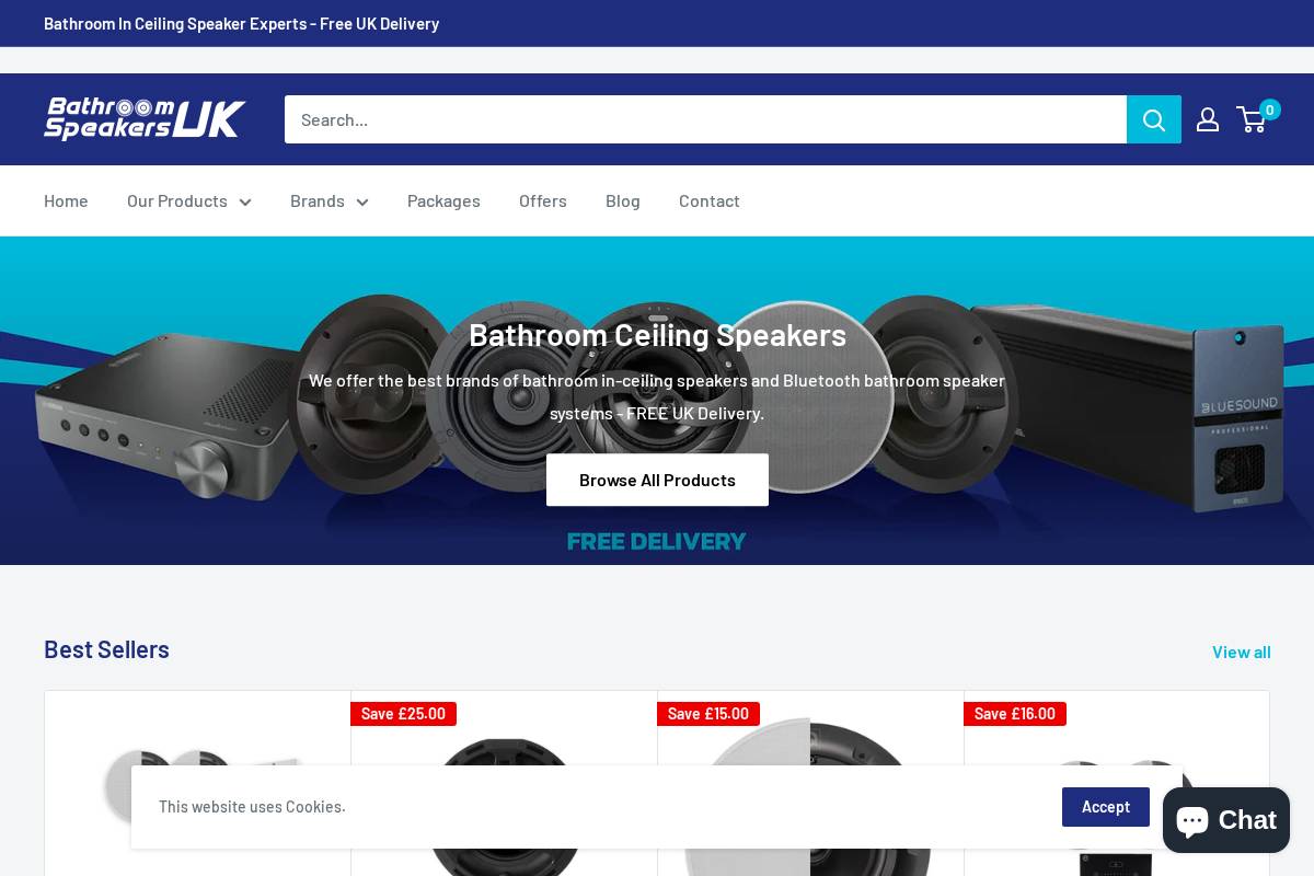 Bathroom Speakers UK homepage screenshot
