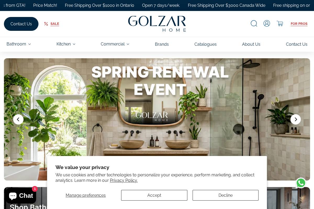 bathroomsupplier.ca homepage screenshot