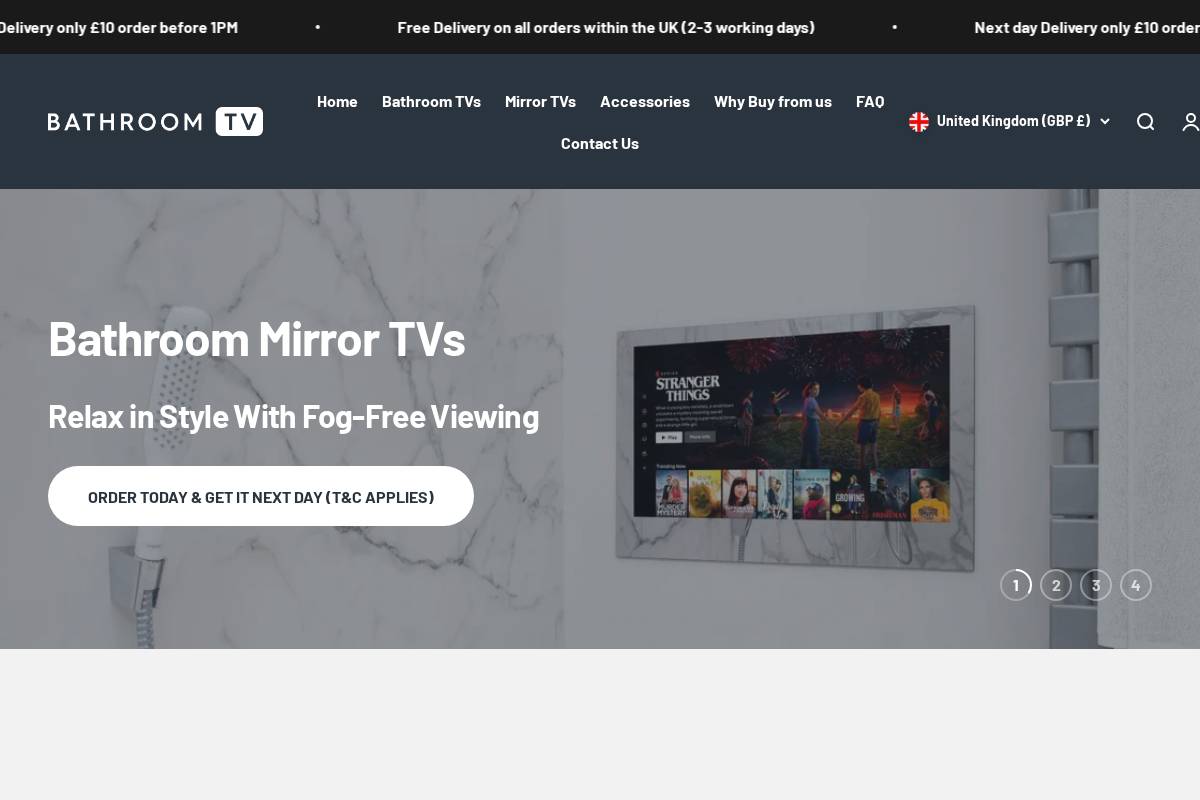 Bathroom TV homepage screenshot