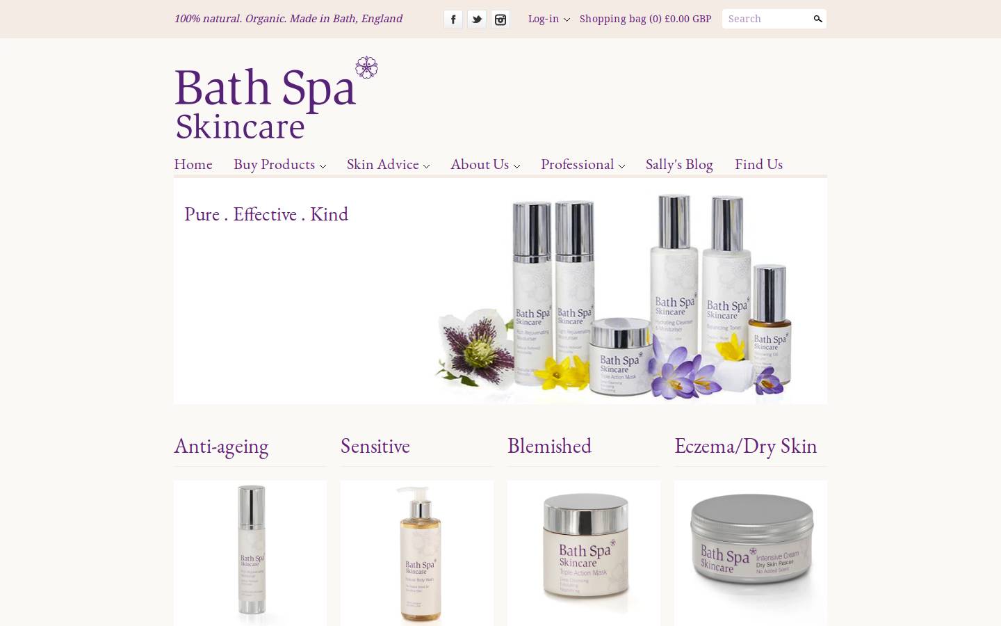 bathspaskincare.co.uk homepage screenshot