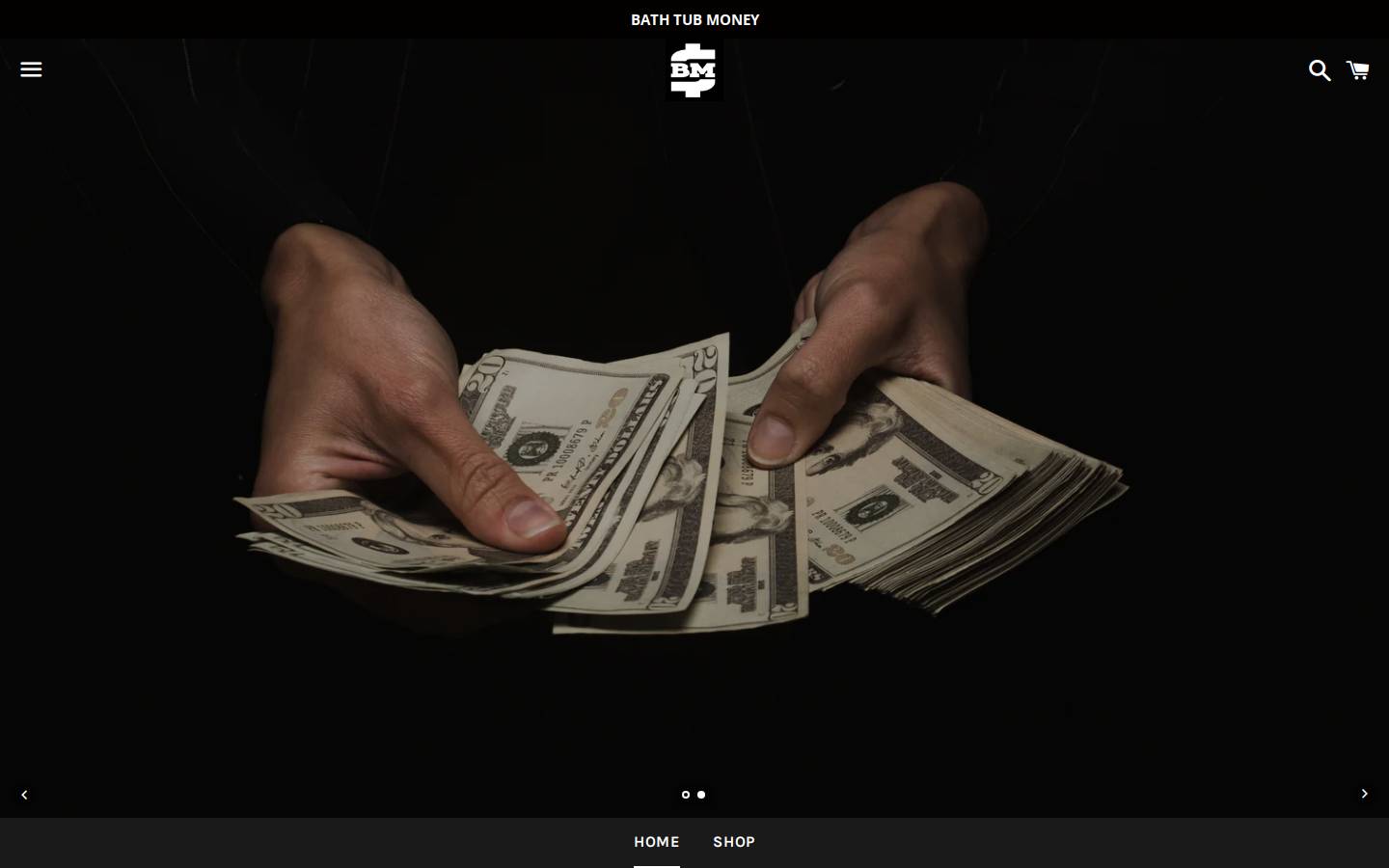 bathtubmoneymerch.com homepage screenshot