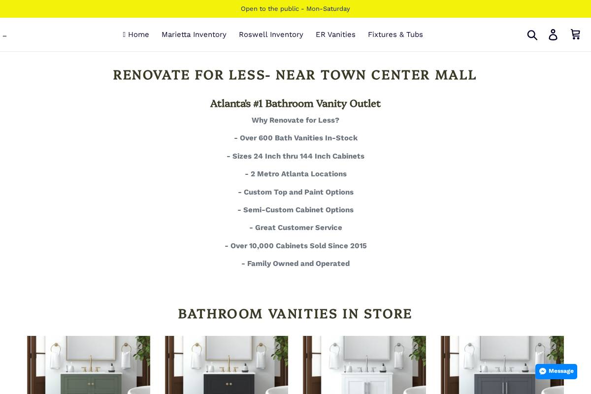 bathvanitiesplus.com homepage screenshot