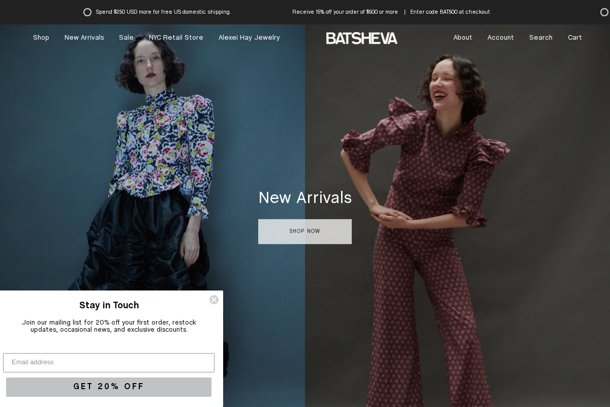 BATSHEVA homepage screenshot