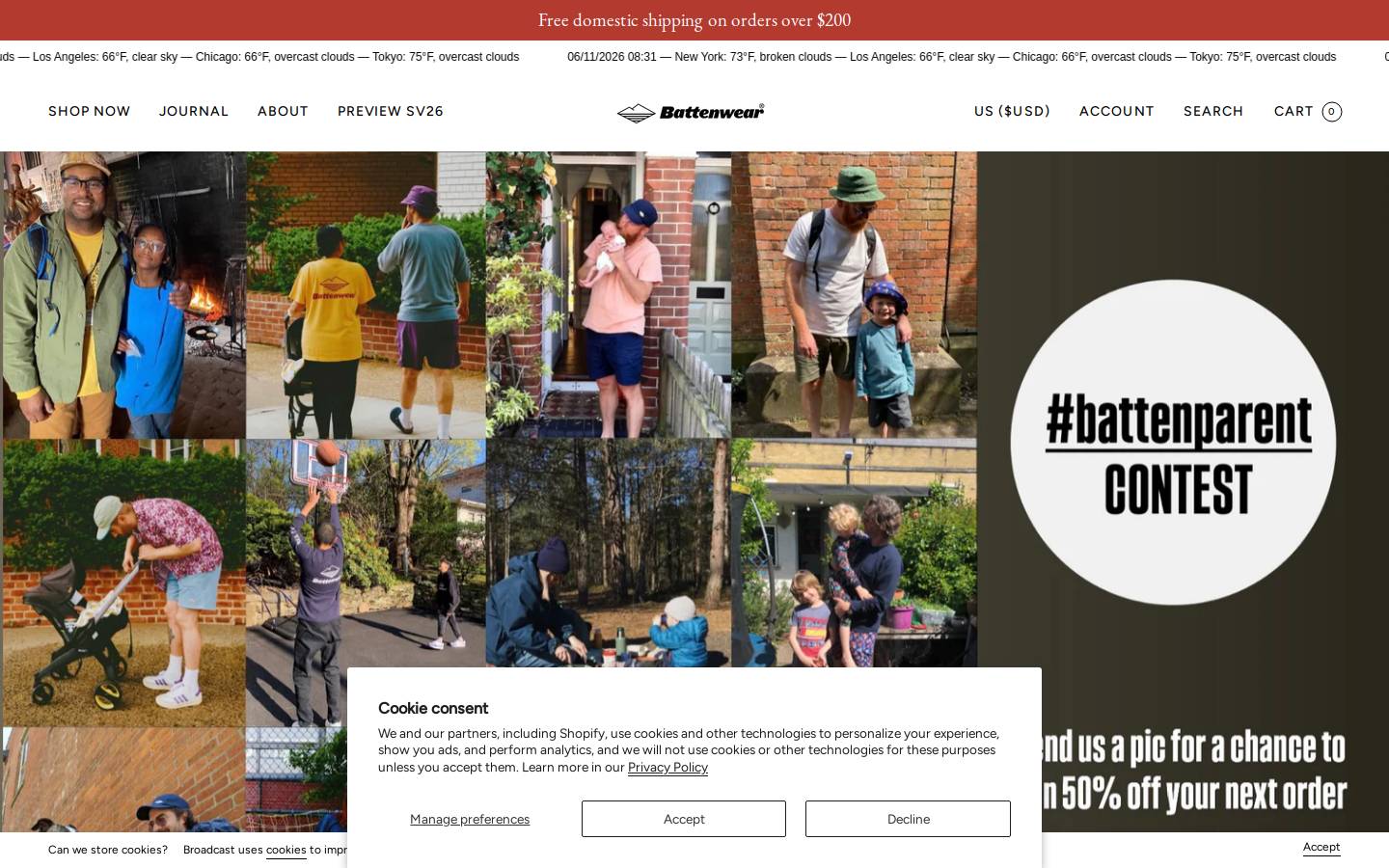 battenwear.com homepage screenshot