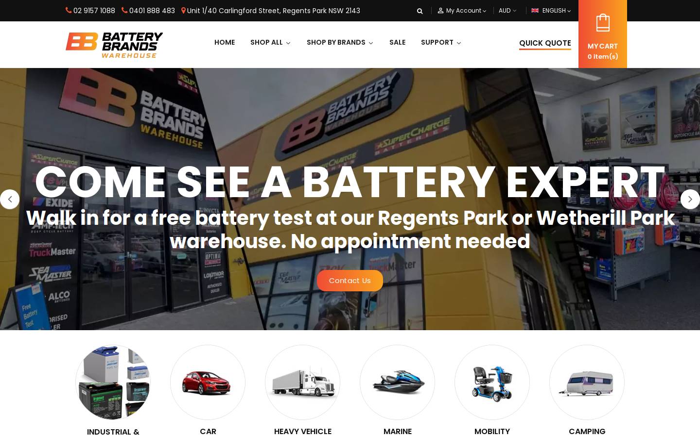 batterybrands.com.au homepage screenshot