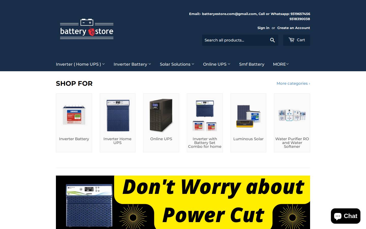 batteryestore.com homepage screenshot