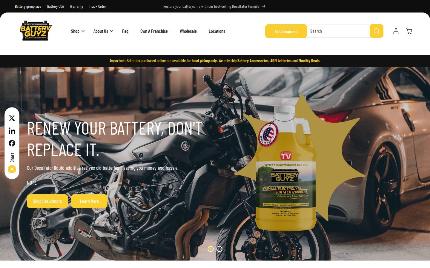 batteryguyz.com homepage screenshot