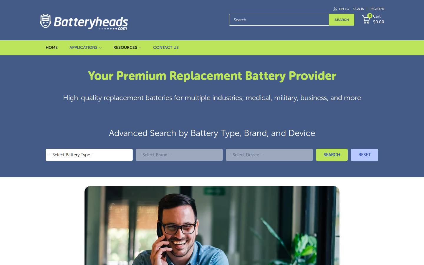 Batteryheads.com homepage screenshot