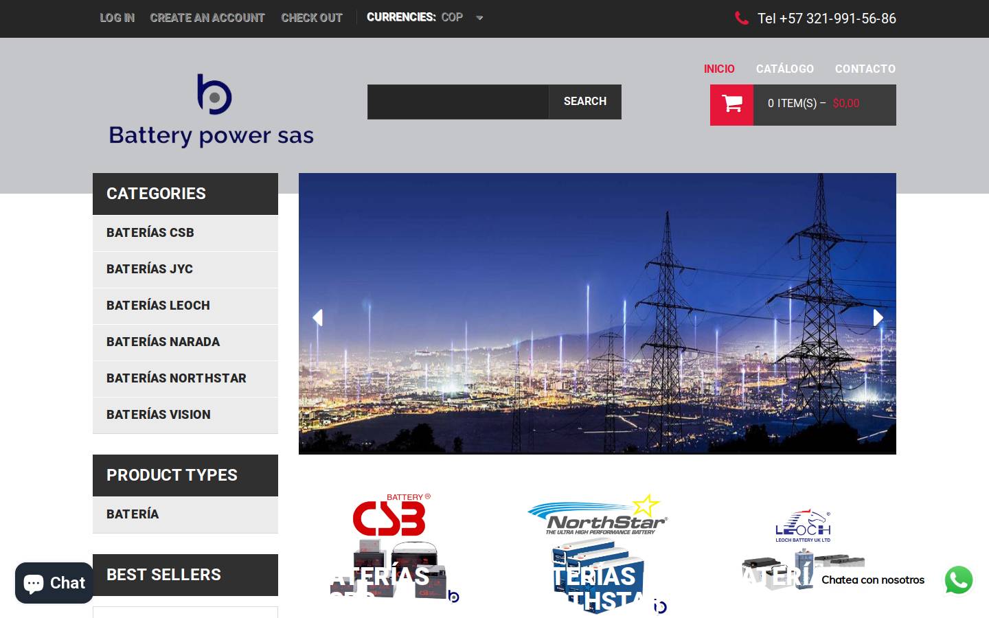 batterypowercolombia.com homepage screenshot