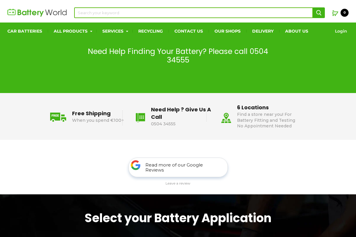 Batteryworld homepage screenshot