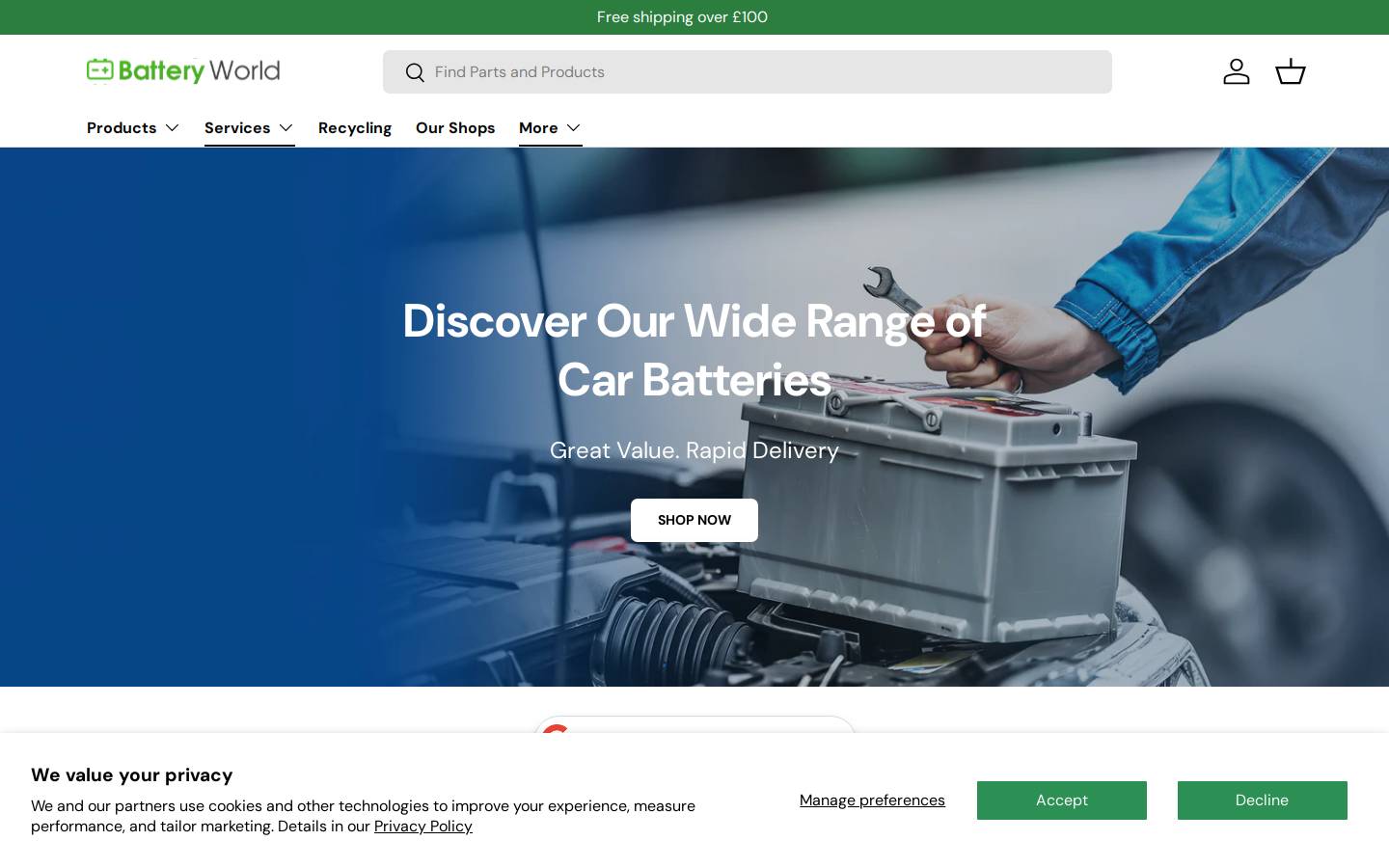 batteryworldshop.com homepage screenshot