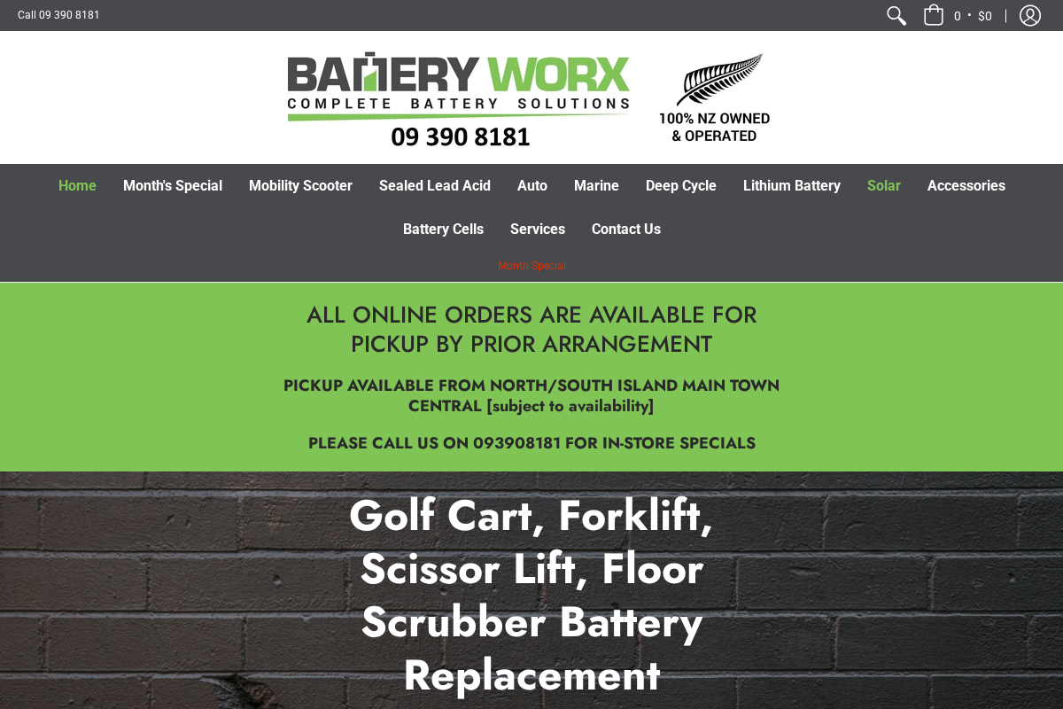 BatteryWorx homepage screenshot