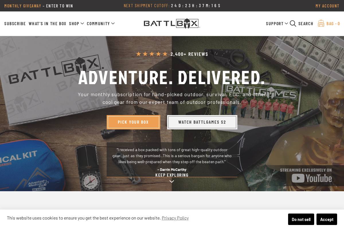 BattlBox homepage screenshot