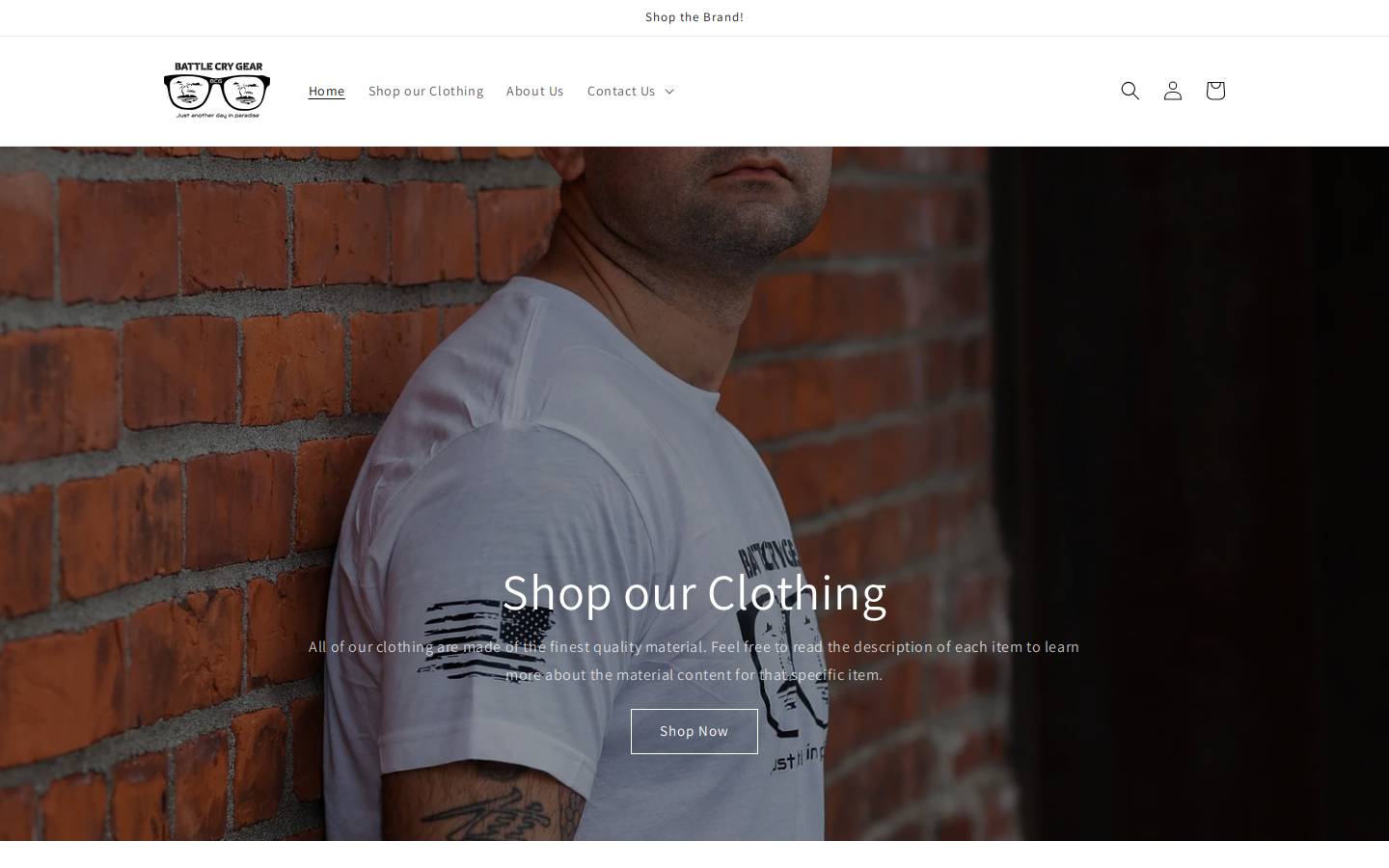 battlecrygear.com homepage screenshot