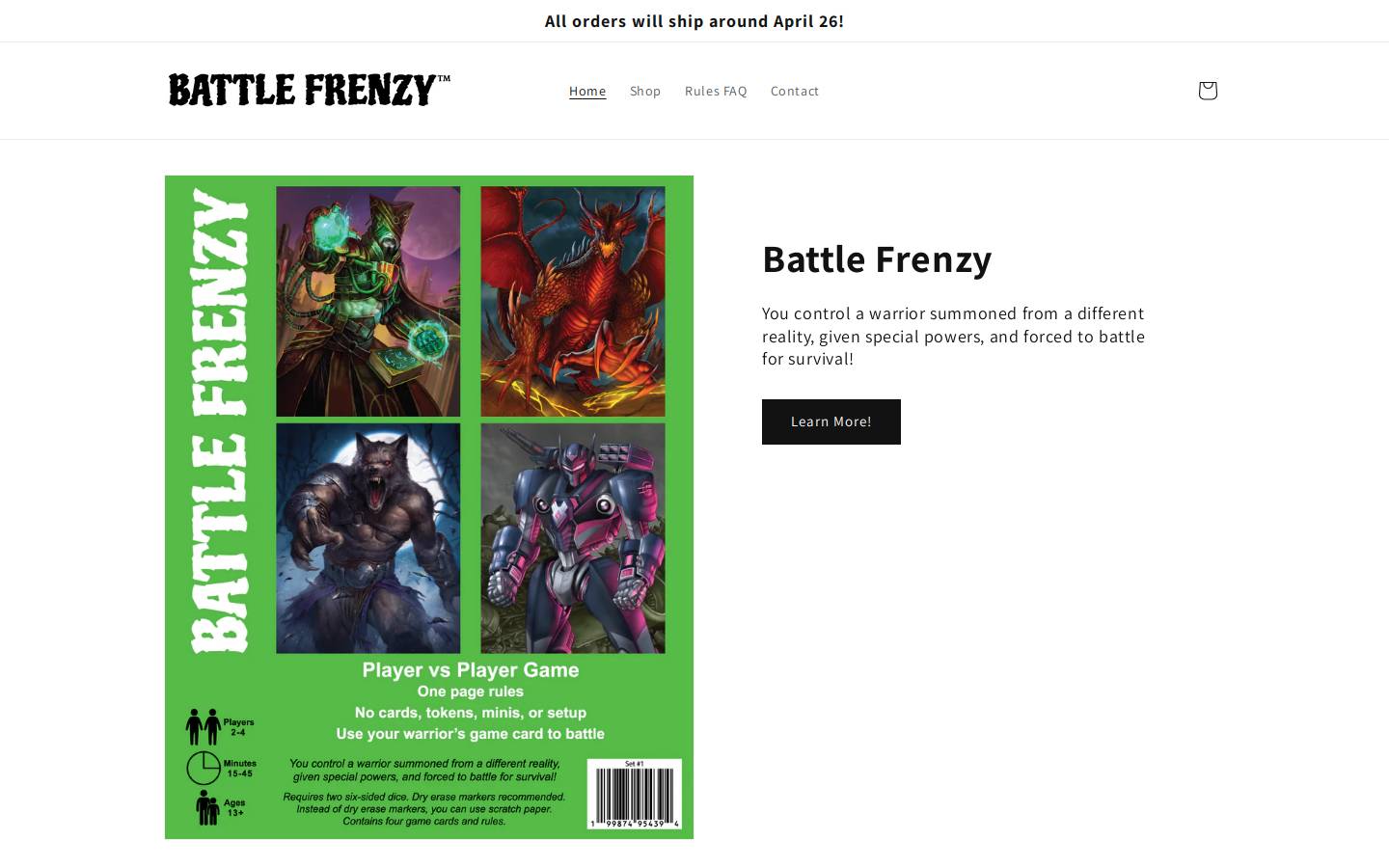 battlefrenzy.com homepage screenshot