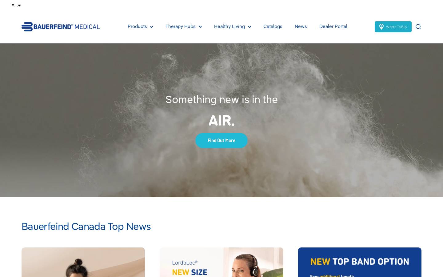 Bauerfeind USA homepage screenshot