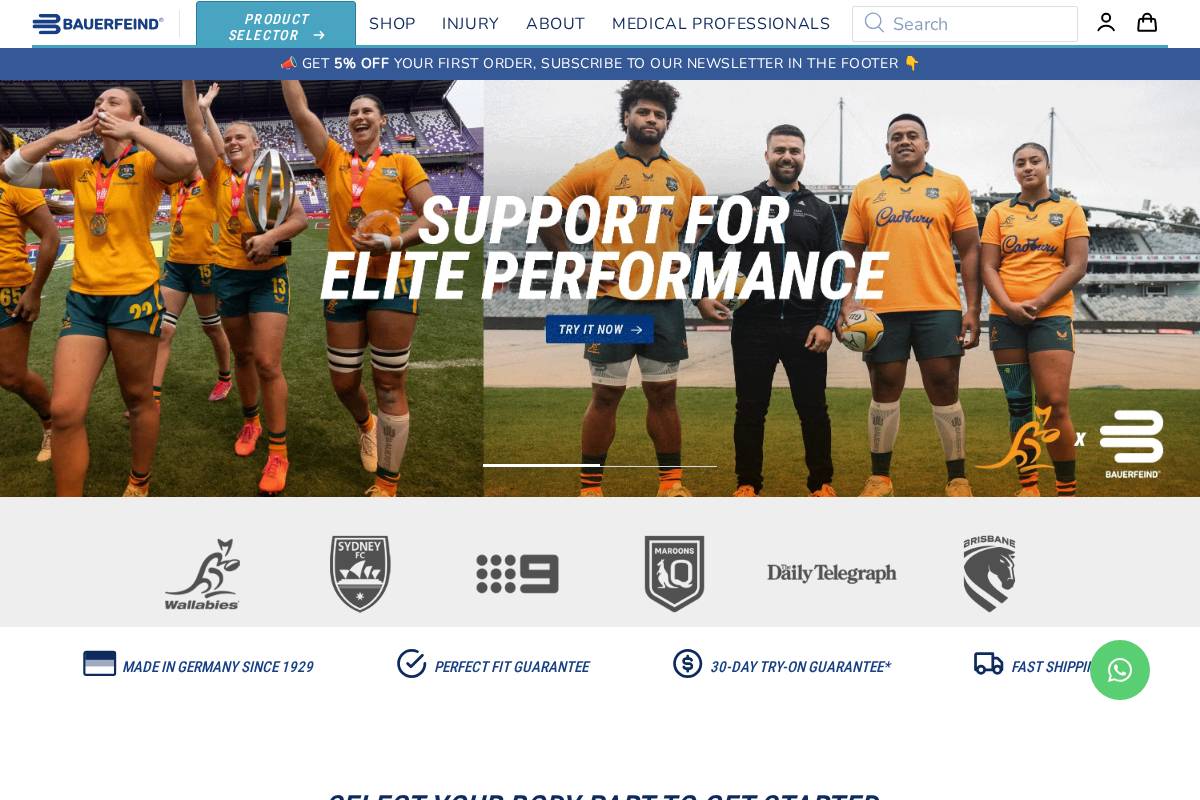 Bauerfeind homepage screenshot