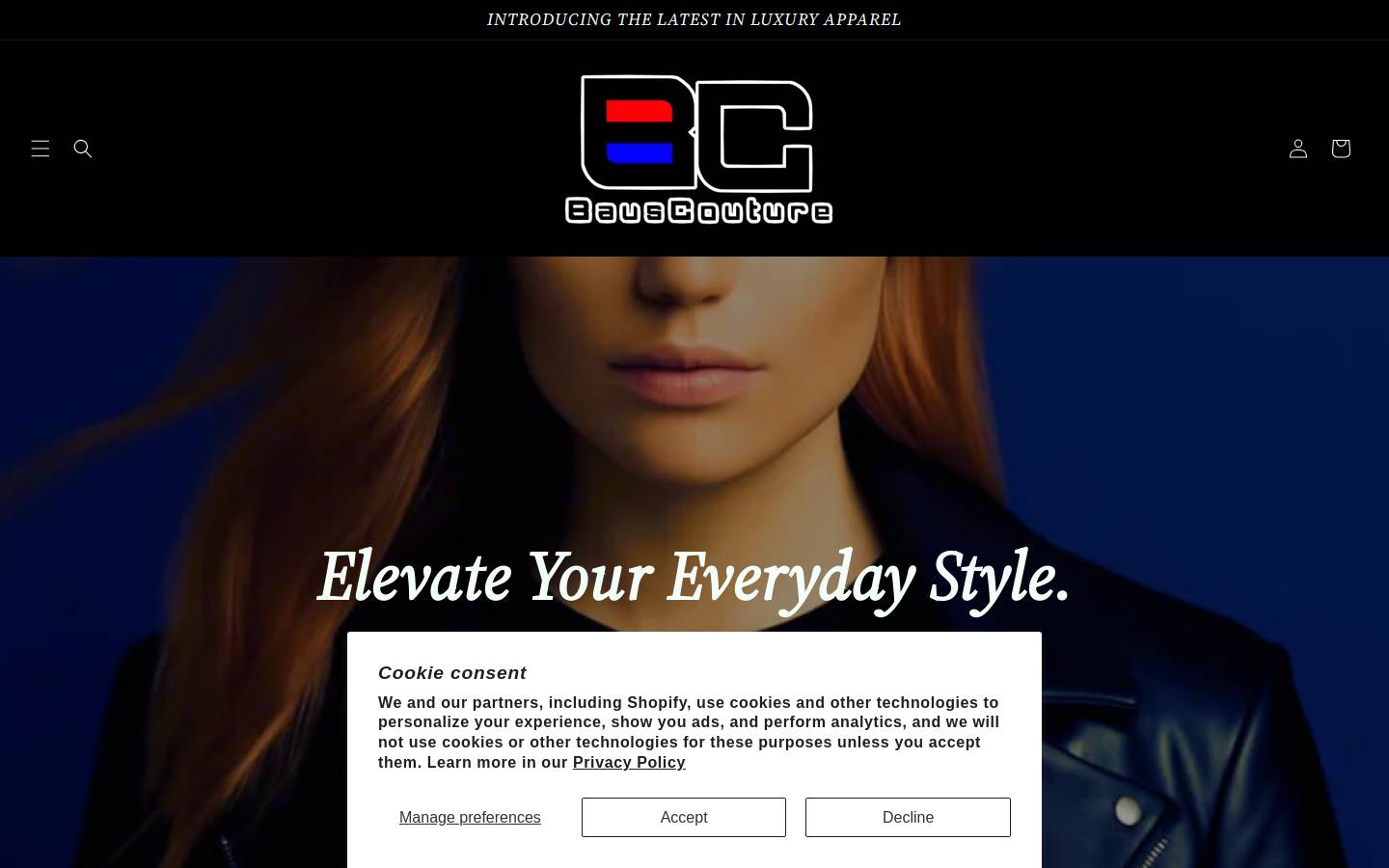 bauscouture.com homepage screenshot