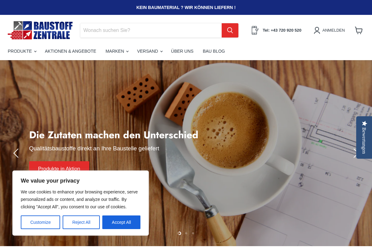 Baustoff-ZENTRALE - WSC GmbH homepage screenshot