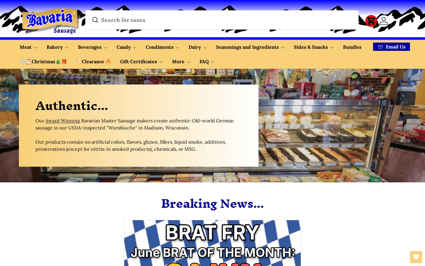 bavariasausage.com homepage screenshot