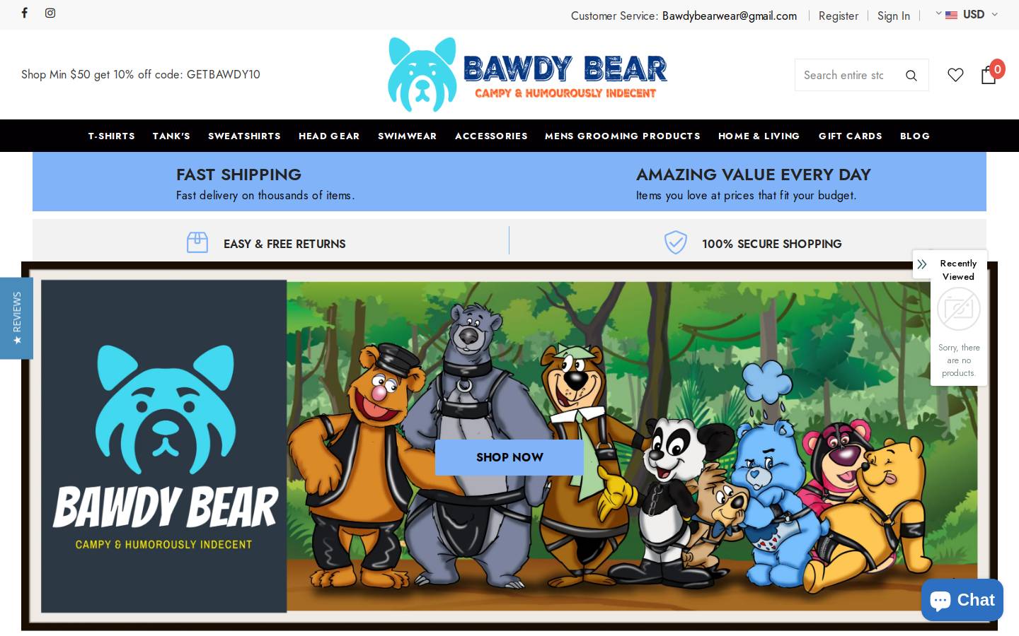 bawdybear.com homepage screenshot
