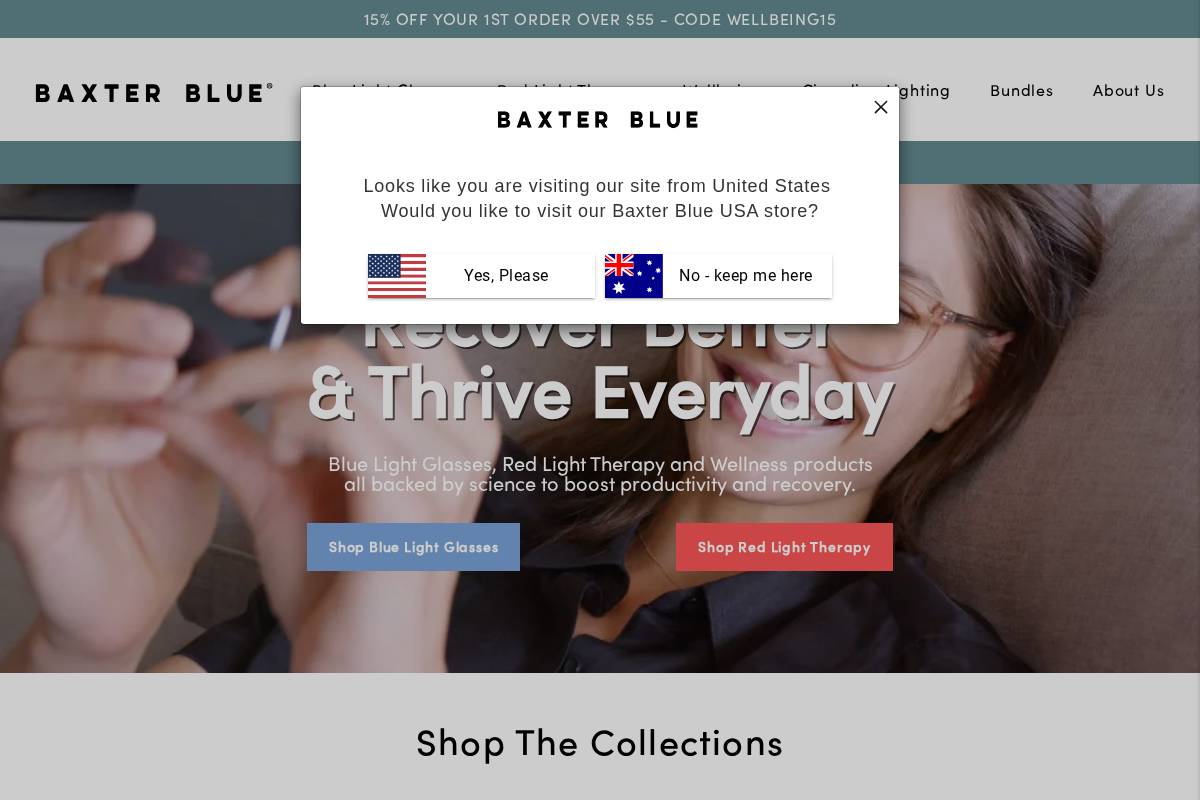 Baxter Blue homepage screenshot