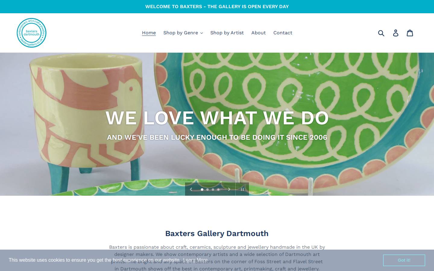 baxtersgallery.co.uk homepage screenshot