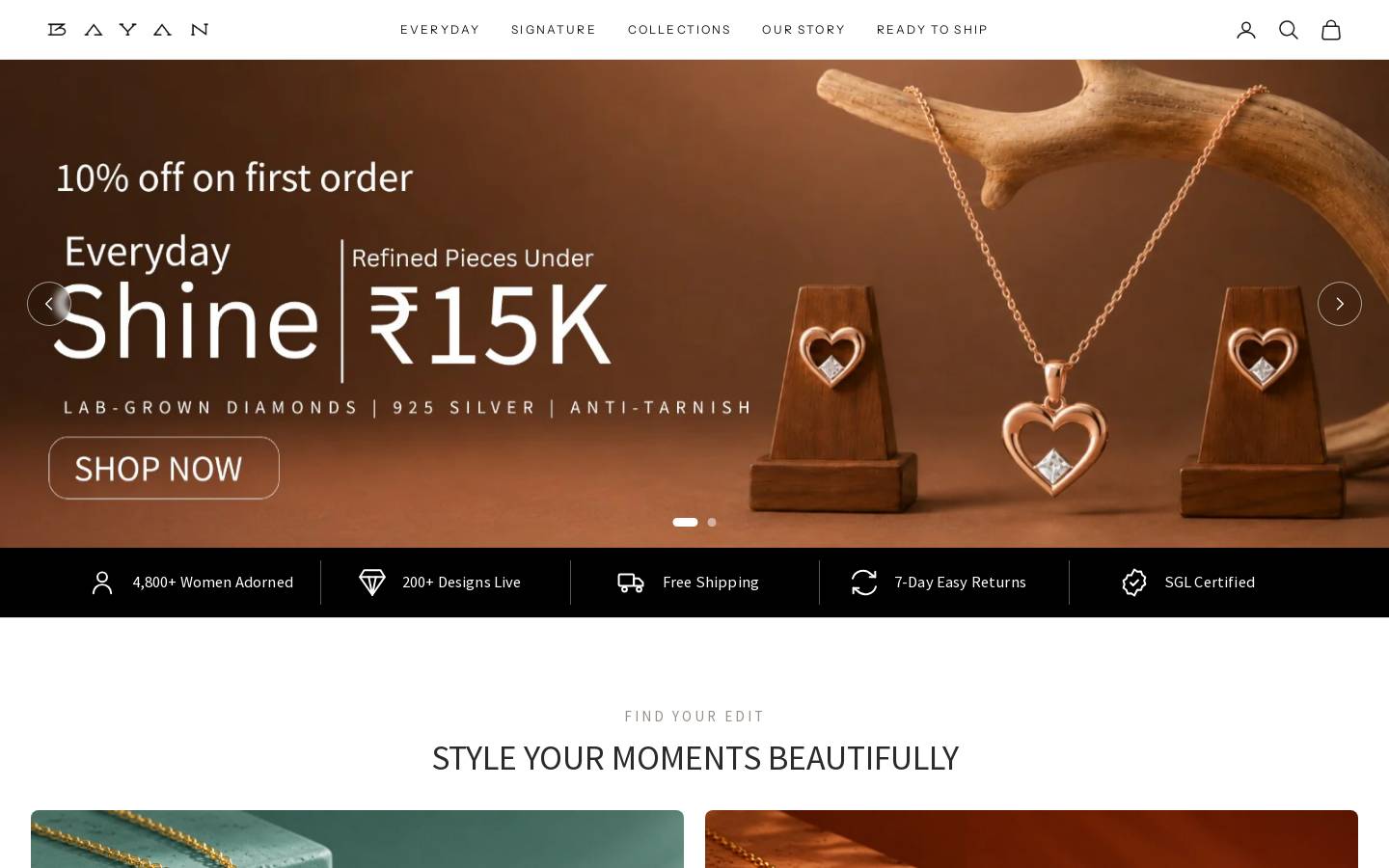 bayanjewelry.com homepage screenshot