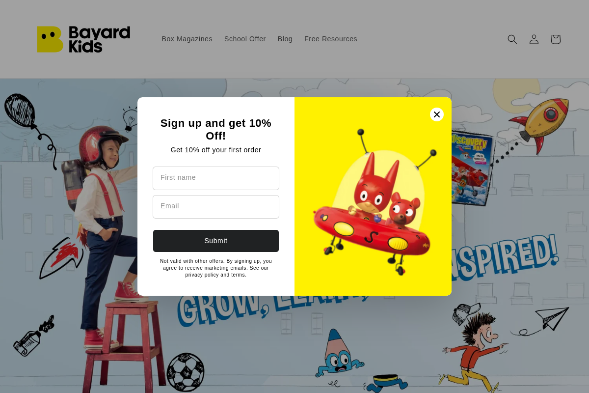 Bayard Kids' Mags homepage screenshot