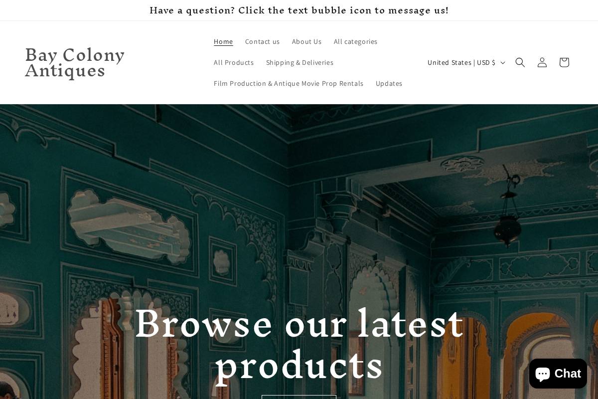 baycolonyantiques.com homepage screenshot