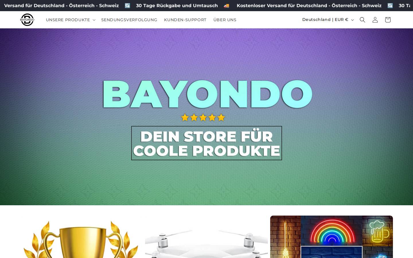 Bayondo homepage screenshot