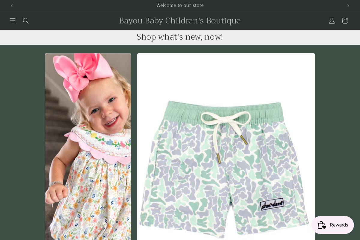 bayoubabytx.com homepage screenshot