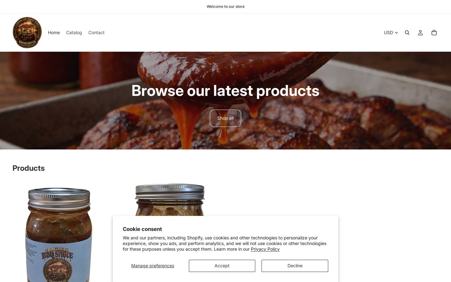 bayoupot.com homepage screenshot