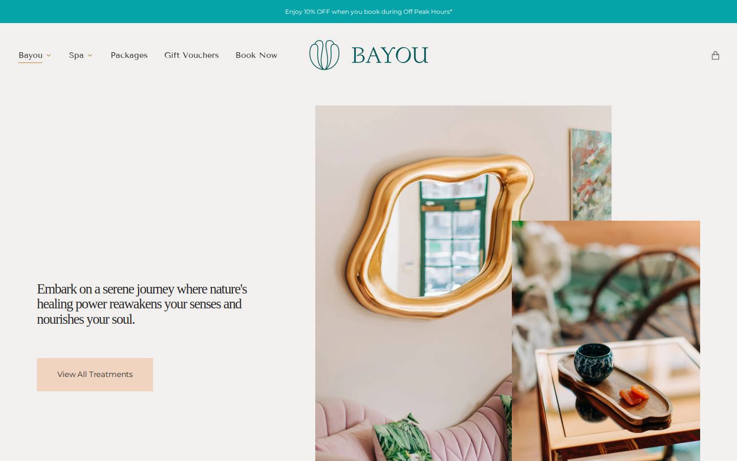 bayouspa.com homepage screenshot