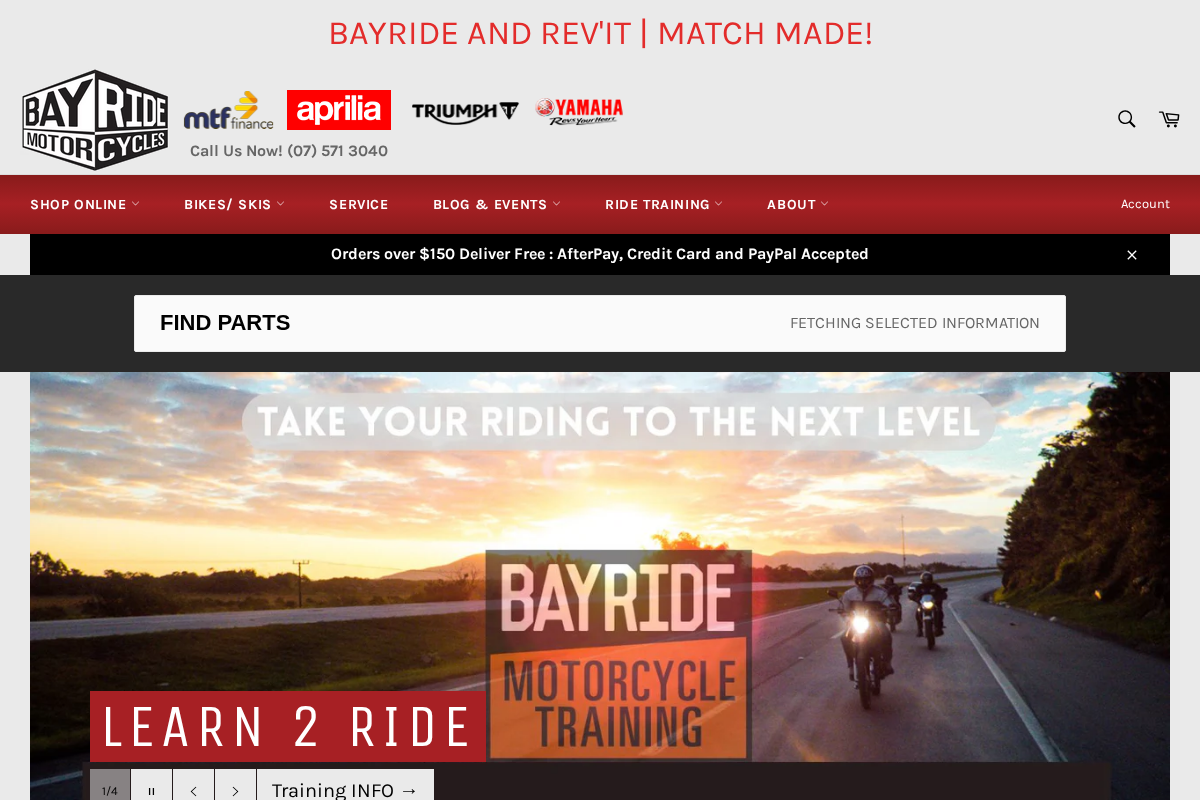 Bayride Motorcycles homepage screenshot